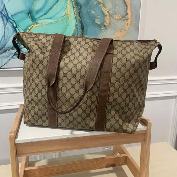 Gucci Bags Vintage Gucci Travel Bag Brown Pvc Poshmark